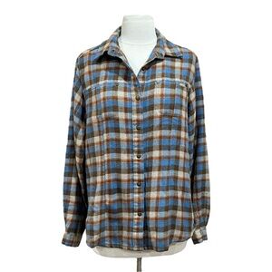 Woolrich Bluebell Plaid Flannel Button Down Shirt Size Medium